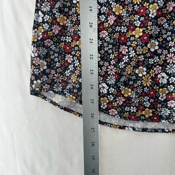 Simple Fun Tunic Size M Peasant Floral Blouse  Tie Neck Flare Sleeve Multicolor - Picture 11 of 11